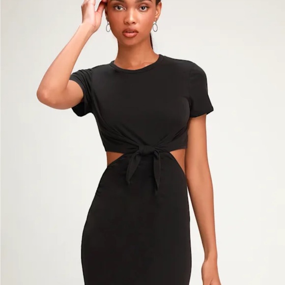 Lulus Tatum washed black tie front cutout dress NWT sz S see description - Picture 1 of 10